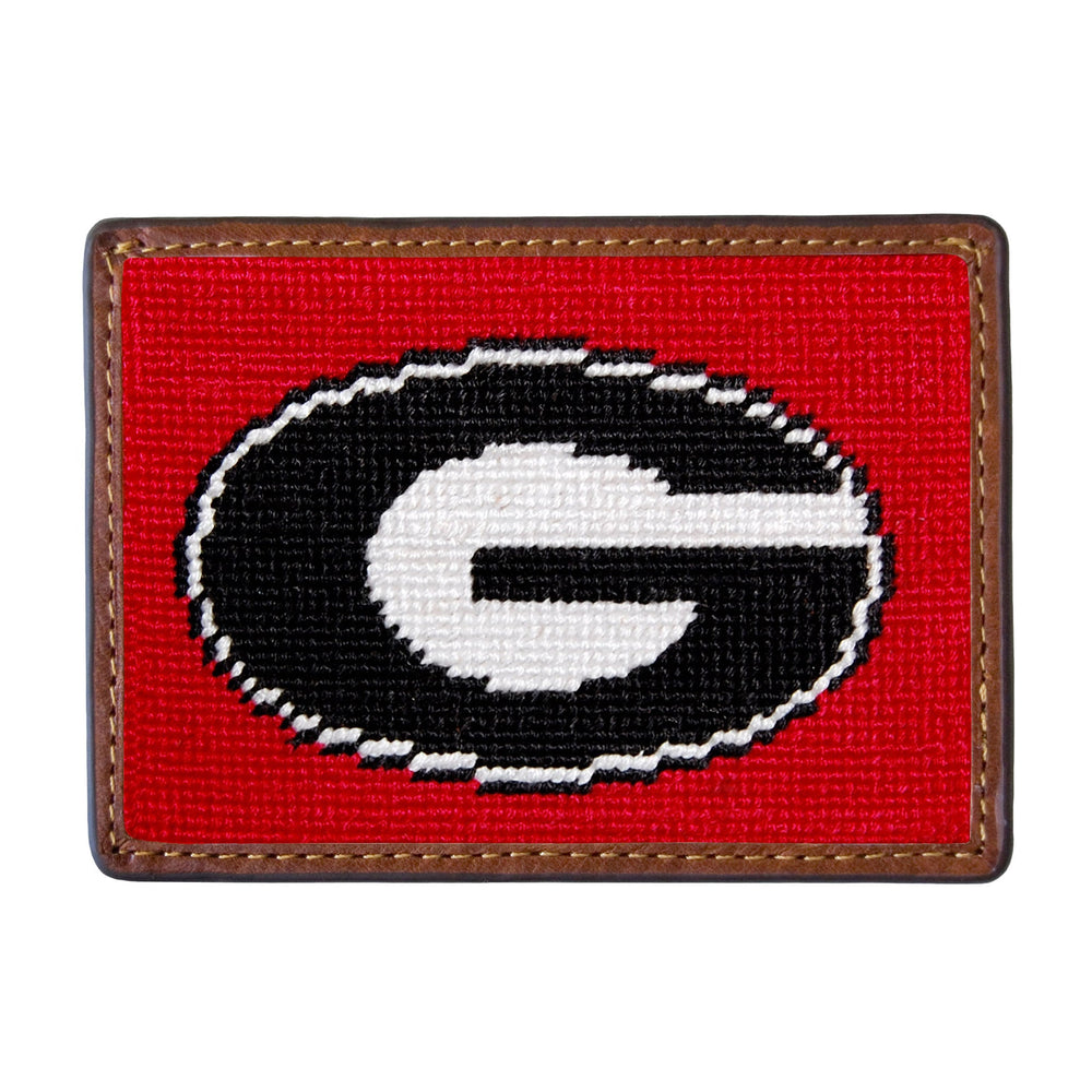 Smathers and Branson Georgia Red Needlepoint Credit Card Wallet Front side