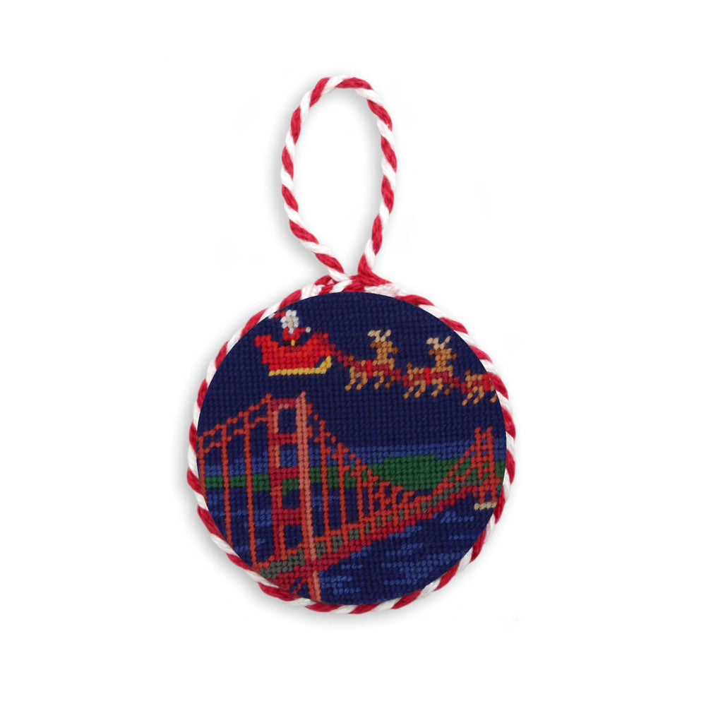 Smathers and Branson Golden Gate Bridge Santa Scene Needlepoint Ornament  