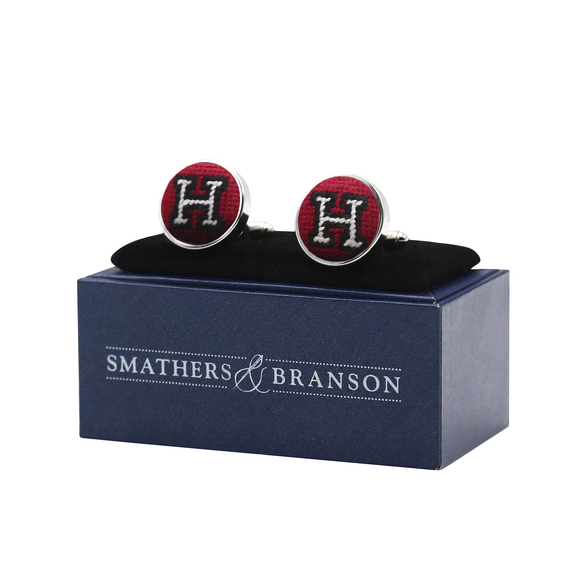 Smathers and Branson Harvard H Cufflinks Garnet