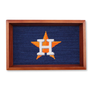 Smathers and Branson Houston Astros Valet Tray Classic Navy Chestnut Wood