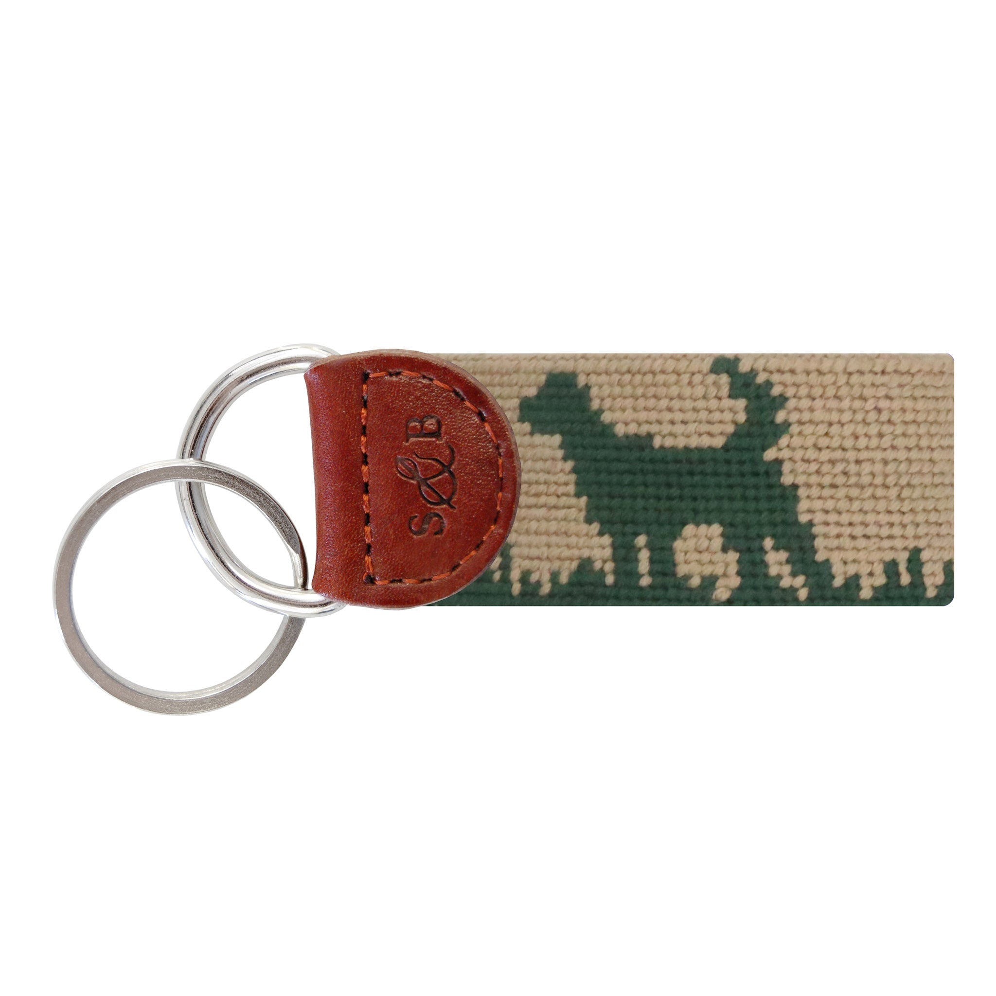 Smathers and Branson Hunting Dog Dark Khaki Needlepoint Key Fob  