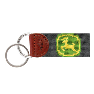 Smathers and Branson John Deere Charcoal Needlepoint Key Fob 