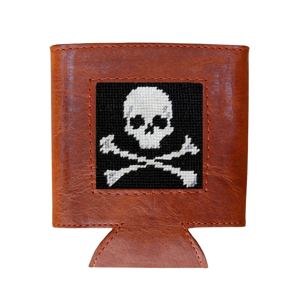 Smathers and Branson Jolly Roger Black Needlepoint Can Cooler   