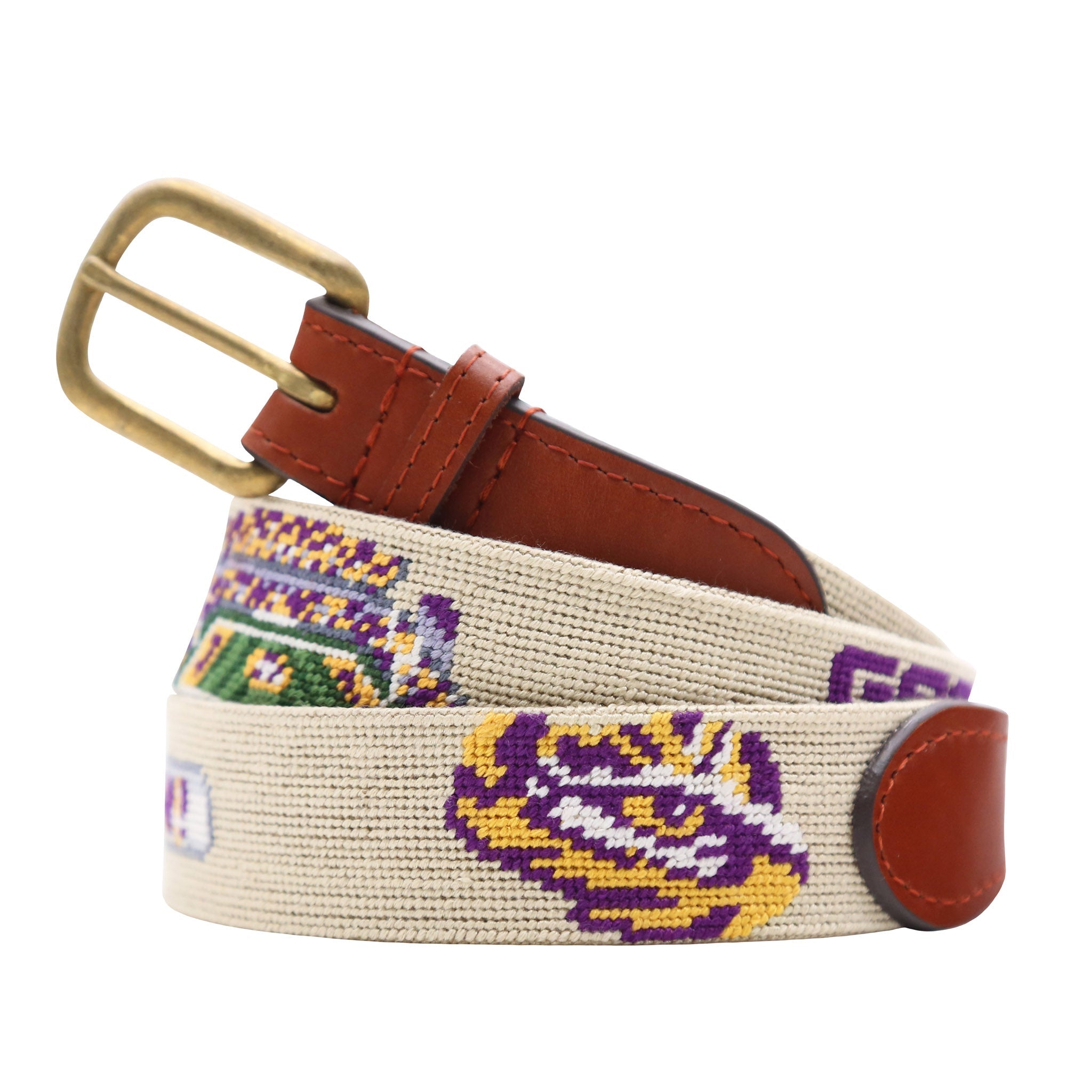 Smathers and Branson LSU Needlepoint Life Belt Light Khaki 