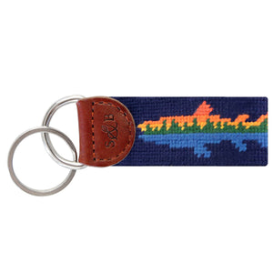 Smathers and Branson Lake Trout Dark Navy Needlepoint Key Fob  