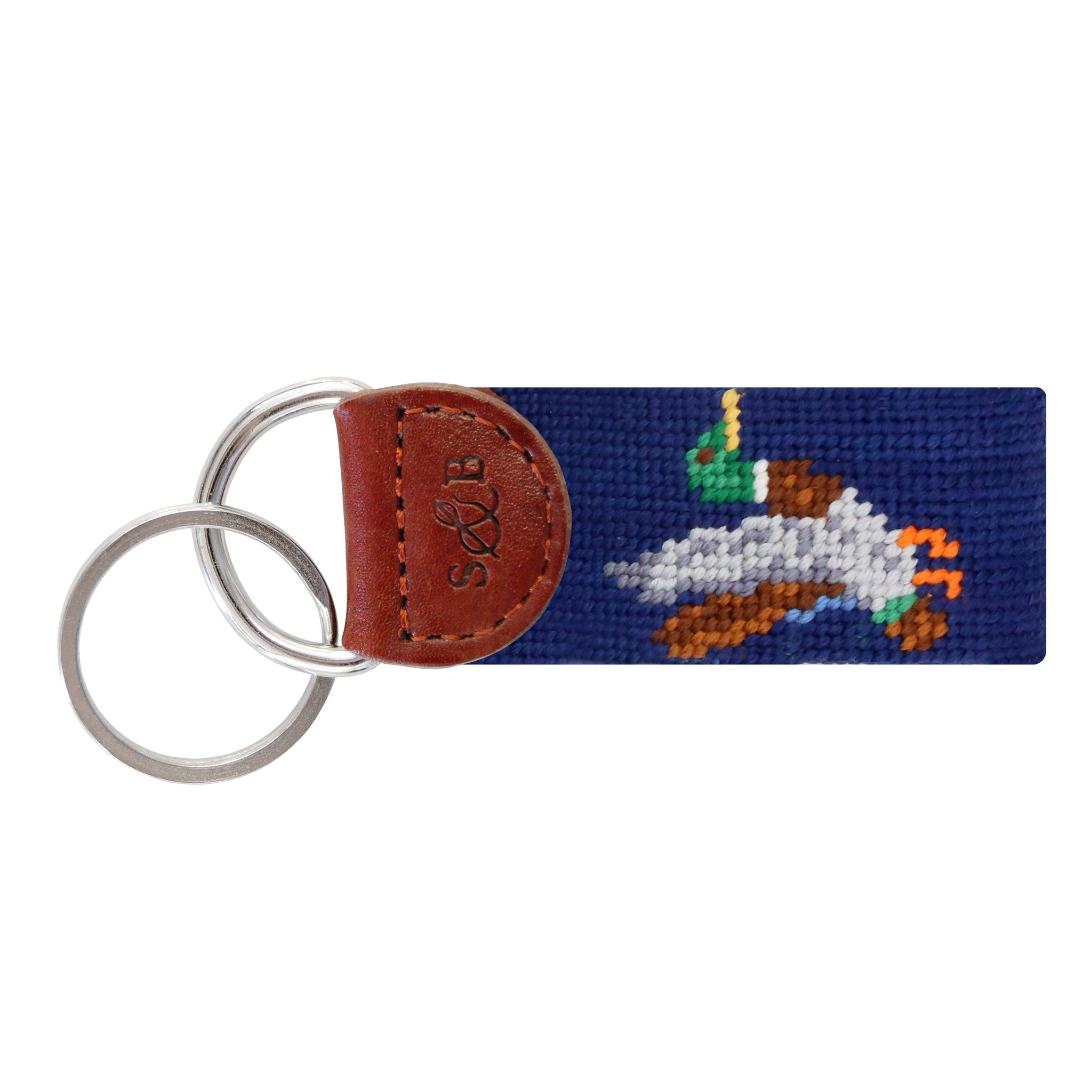 Smathers and Branson Mallard Classic Navy Needlepoint Key Fob  