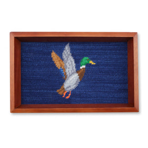 Smathers and Branson Mallard Valet Tray Classic Navy Chestnut Wood