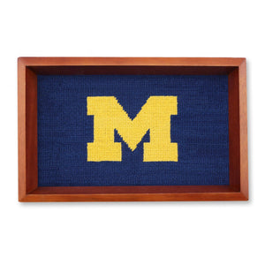 Smathers and Branson Michigan Valet Tray Classic Navy Chestnut Wood