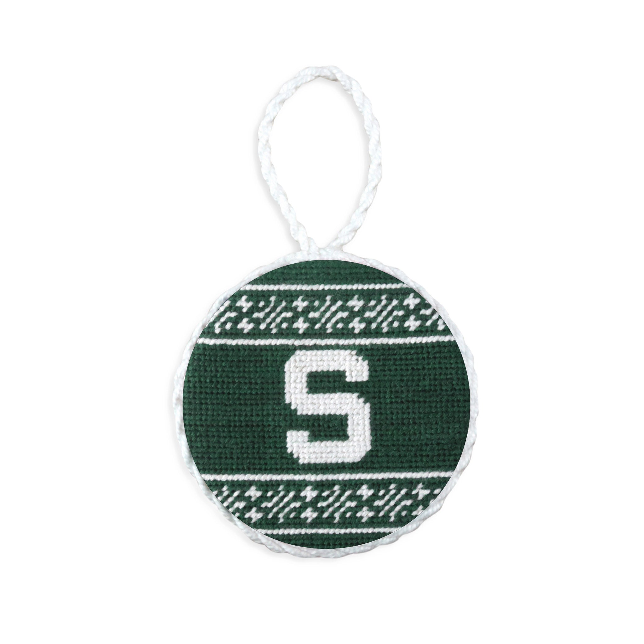 Smathers and Branson Michigan State S Fairisle Ornament Dark Pine