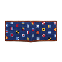 Smathers and Branson Mixed Signals Classic Navy Needlepoint Bi-Fold Wallet  