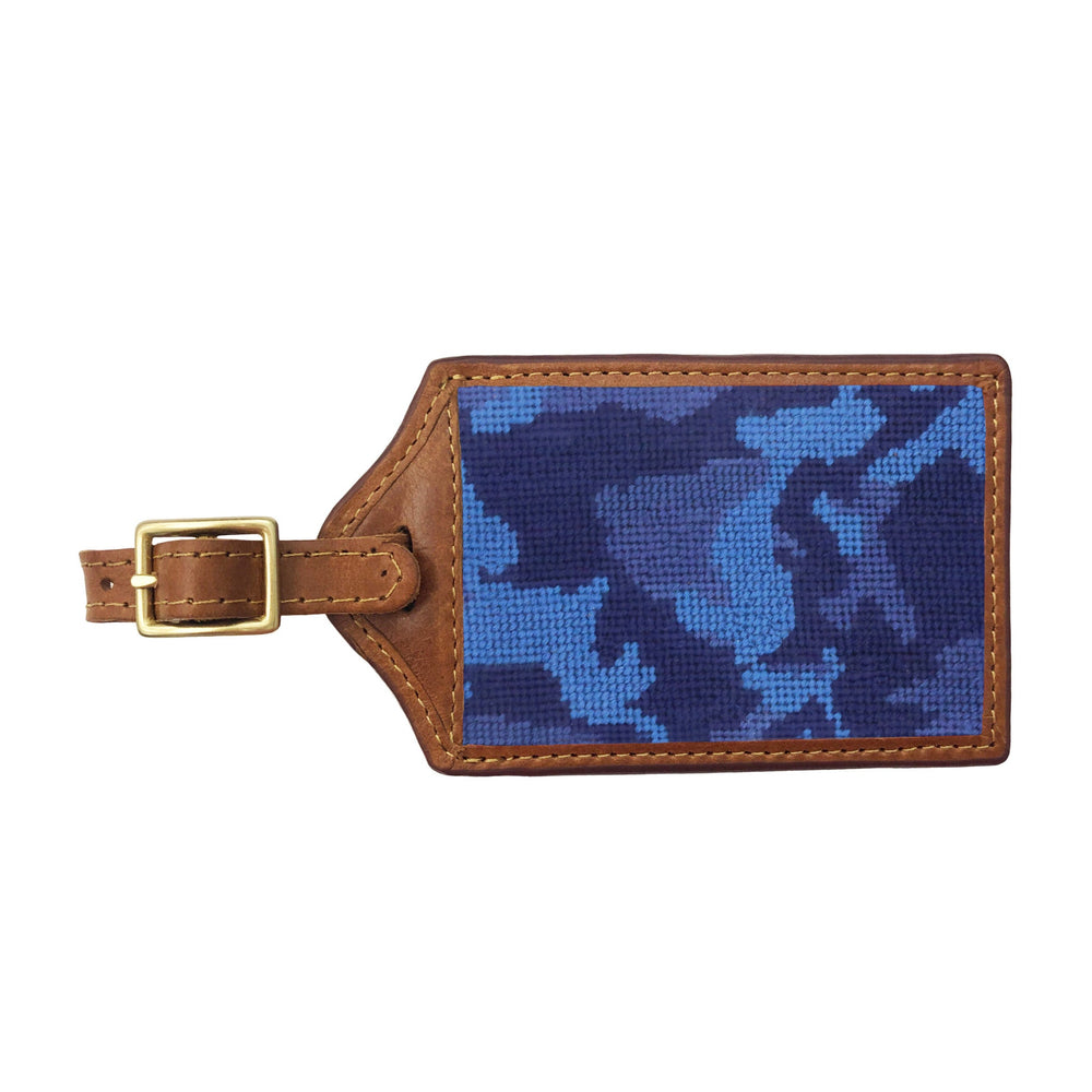 Smathers and Branson Navy Camo Multi Needlepoint Luggage Tag 
