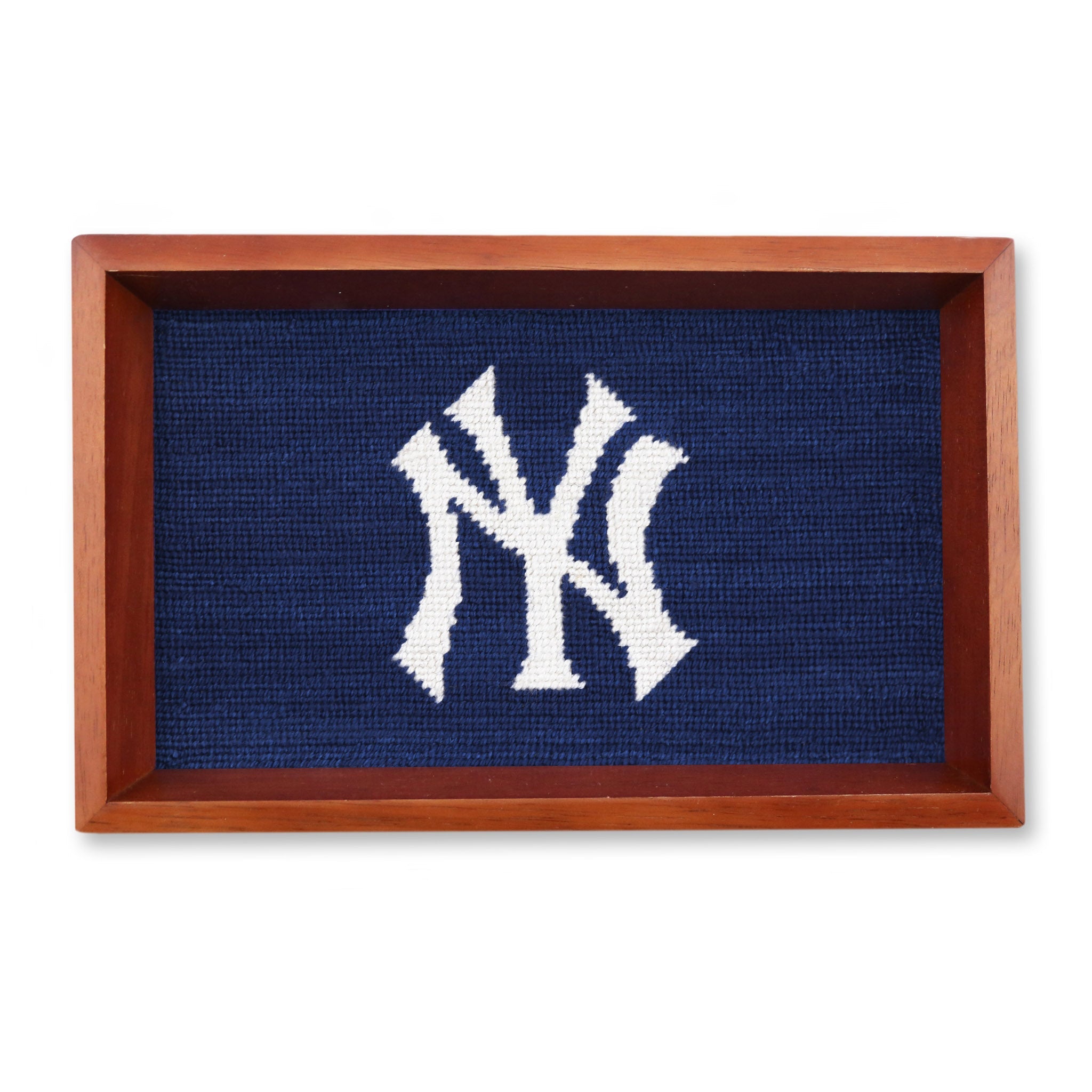Smathers and Branson New York Yankees Valet Tray Classic Navy Chestnut Wood