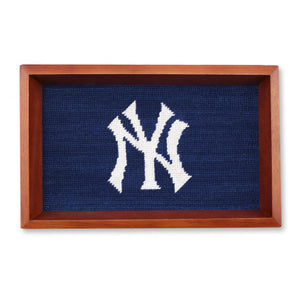 Smathers and Branson New York Yankees Valet Tray Classic Navy Chestnut Wood