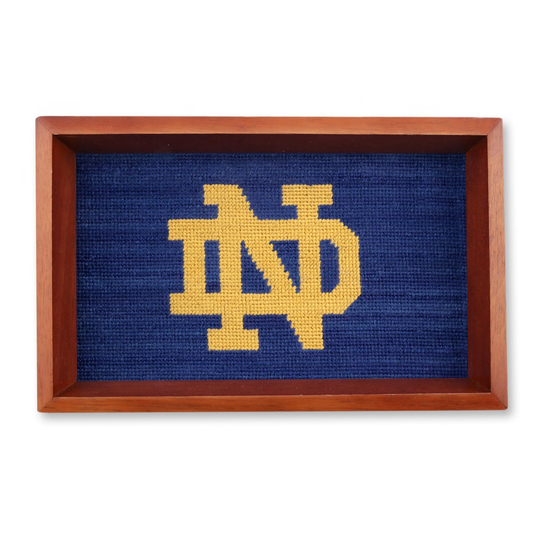 Smathers and Branson Notre Dame ND Valet Tray Classic Navy Chestnut Wood