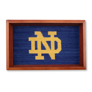 Smathers and Branson Notre Dame ND Valet Tray Classic Navy Chestnut Wood