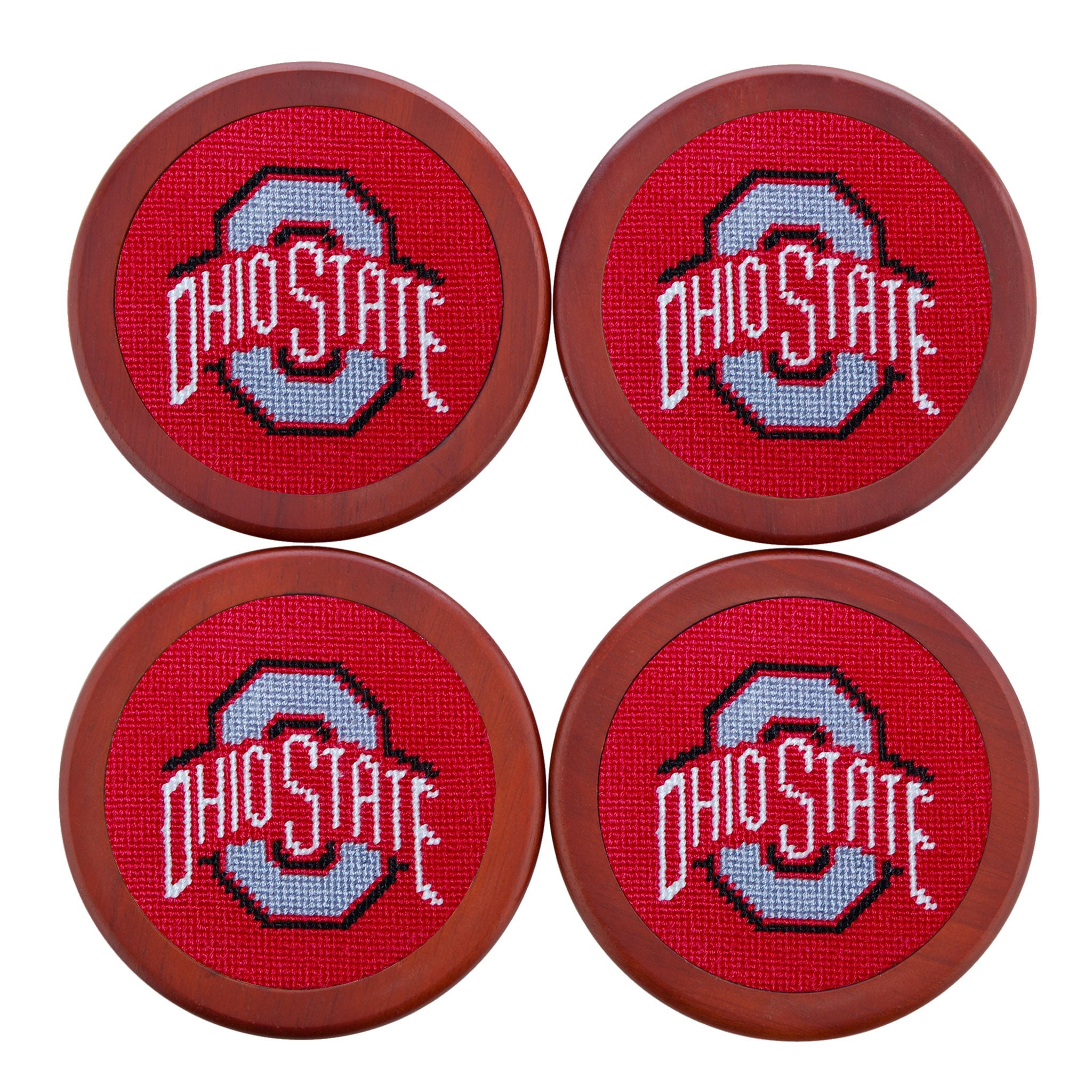 Smathers and Branson Ohio State Needlepoint Coasters with coaster holder 