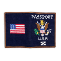 Smathers and Branson Passport Dark Navy Needlepoint Passport Case Opened 