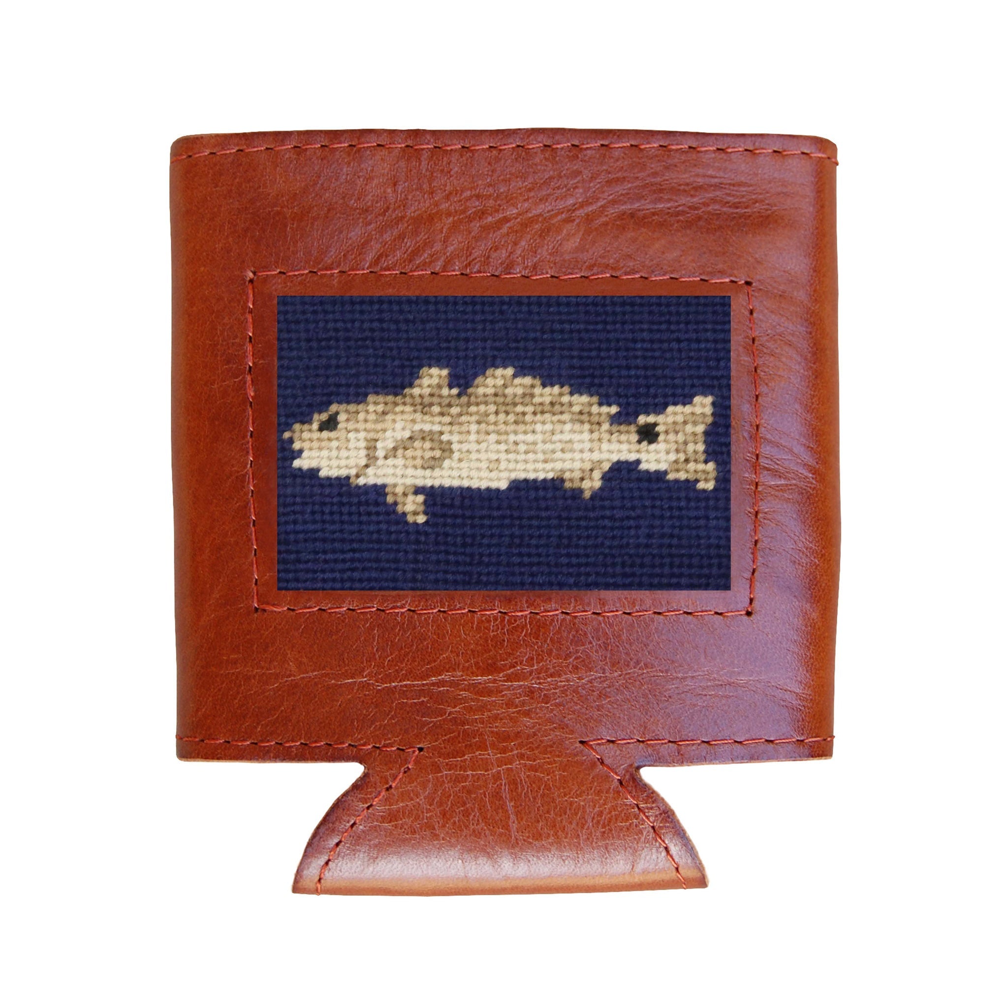 Smathers and Branson Redfish Dark Navy Needlepoint Can Cooler   