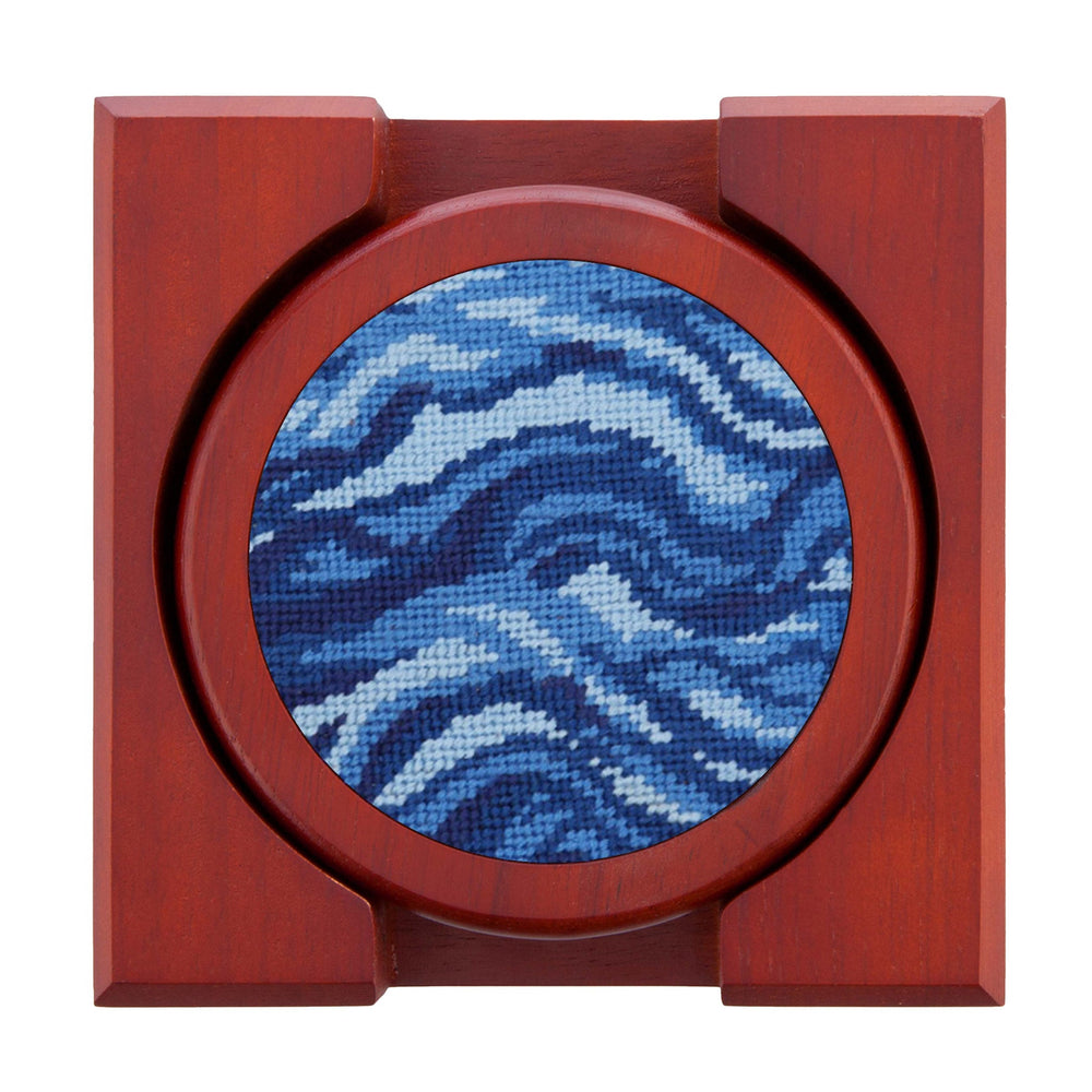 Smathers and Branson Riptide Multi Needlepoint Coasters with coaster holder  