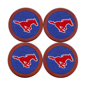 Smathers and Branson SMU Royal Needlepoint Coasters   