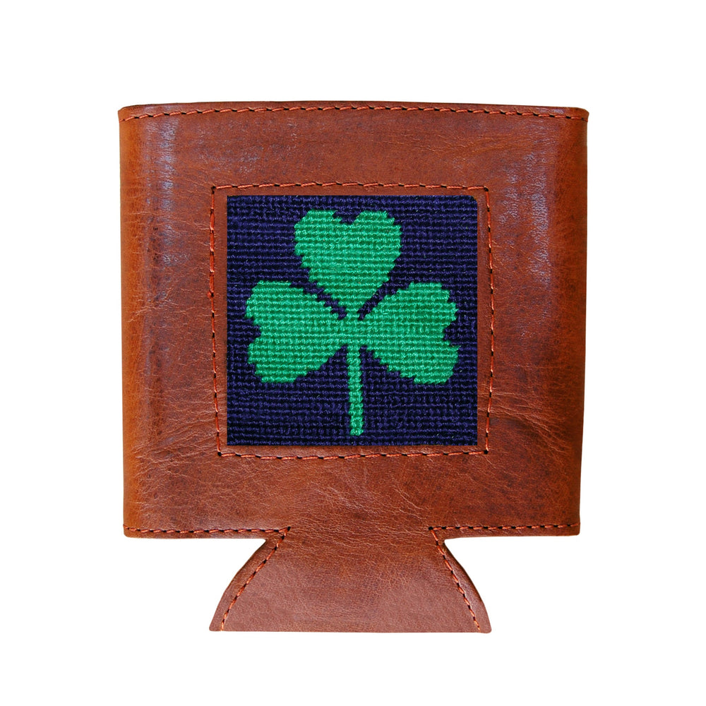 Smathers and Branson Shamrock Dark Navy Needlepoint Can Cooler   