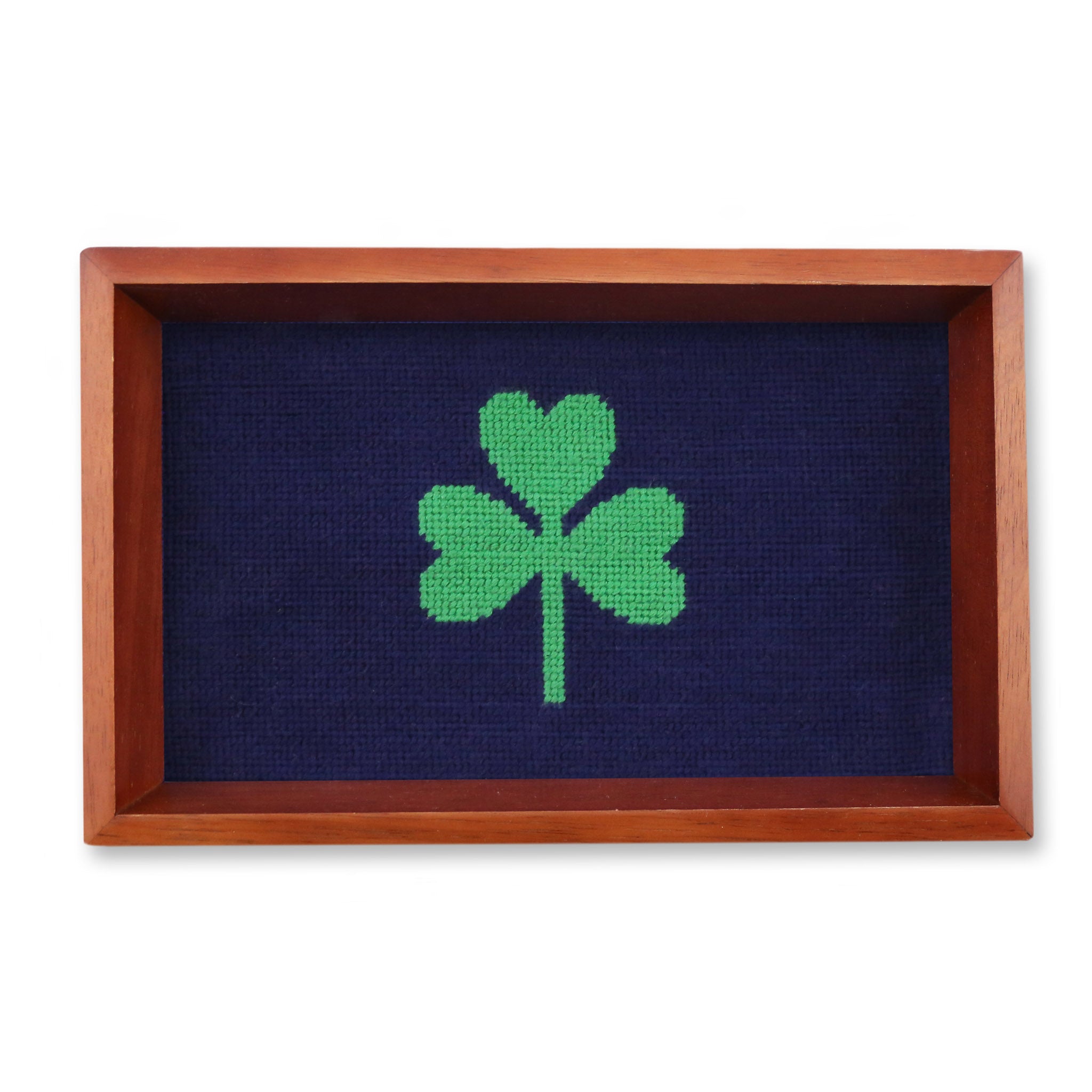 Smathers and Branson Shamrock Valet Tray Dark Navy Chestnut Wood