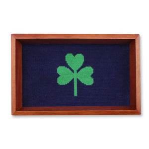 Smathers and Branson Shamrock Valet Tray Dark Navy Chestnut Wood