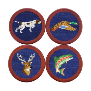 Smathers and Branson Southern Sportsman Classic Navy Needlepoint Coasters    