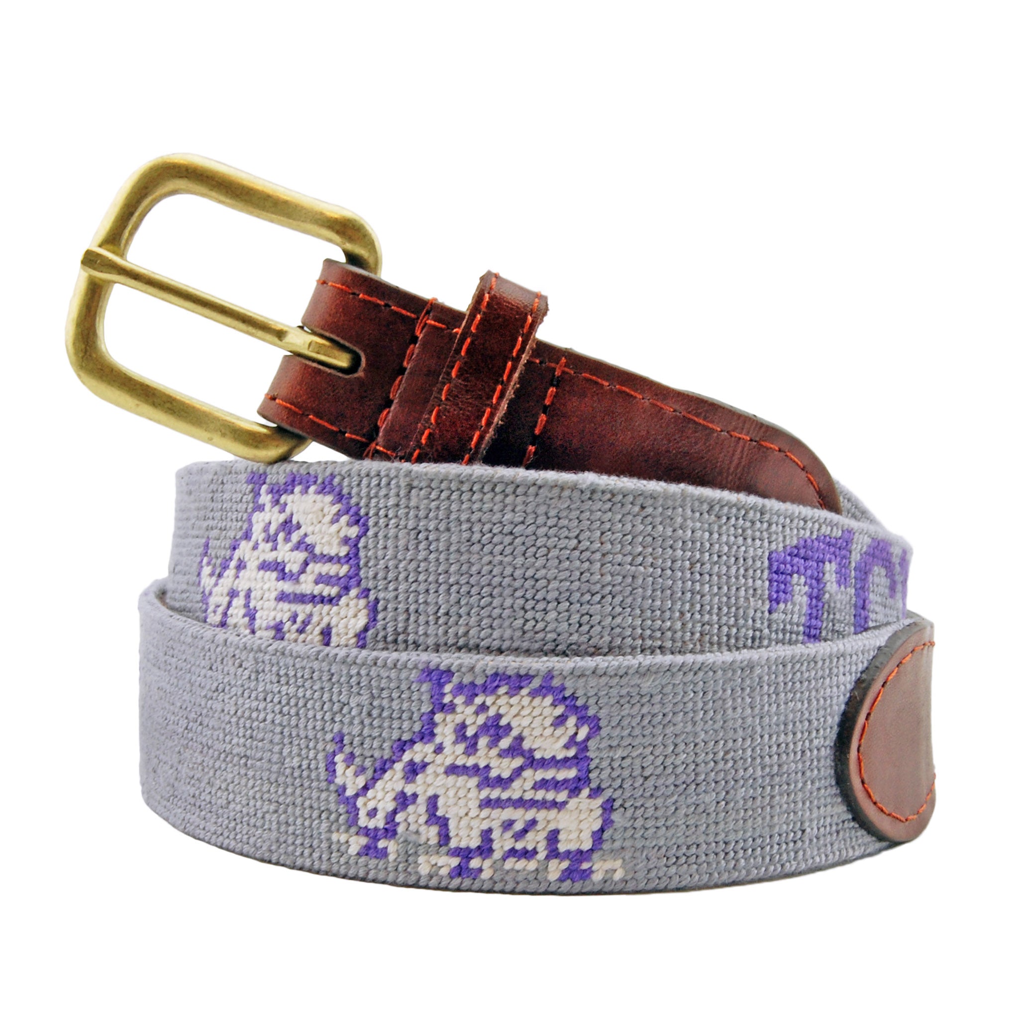 Smathers and Branson TCU Grey Needlepoint Belt 