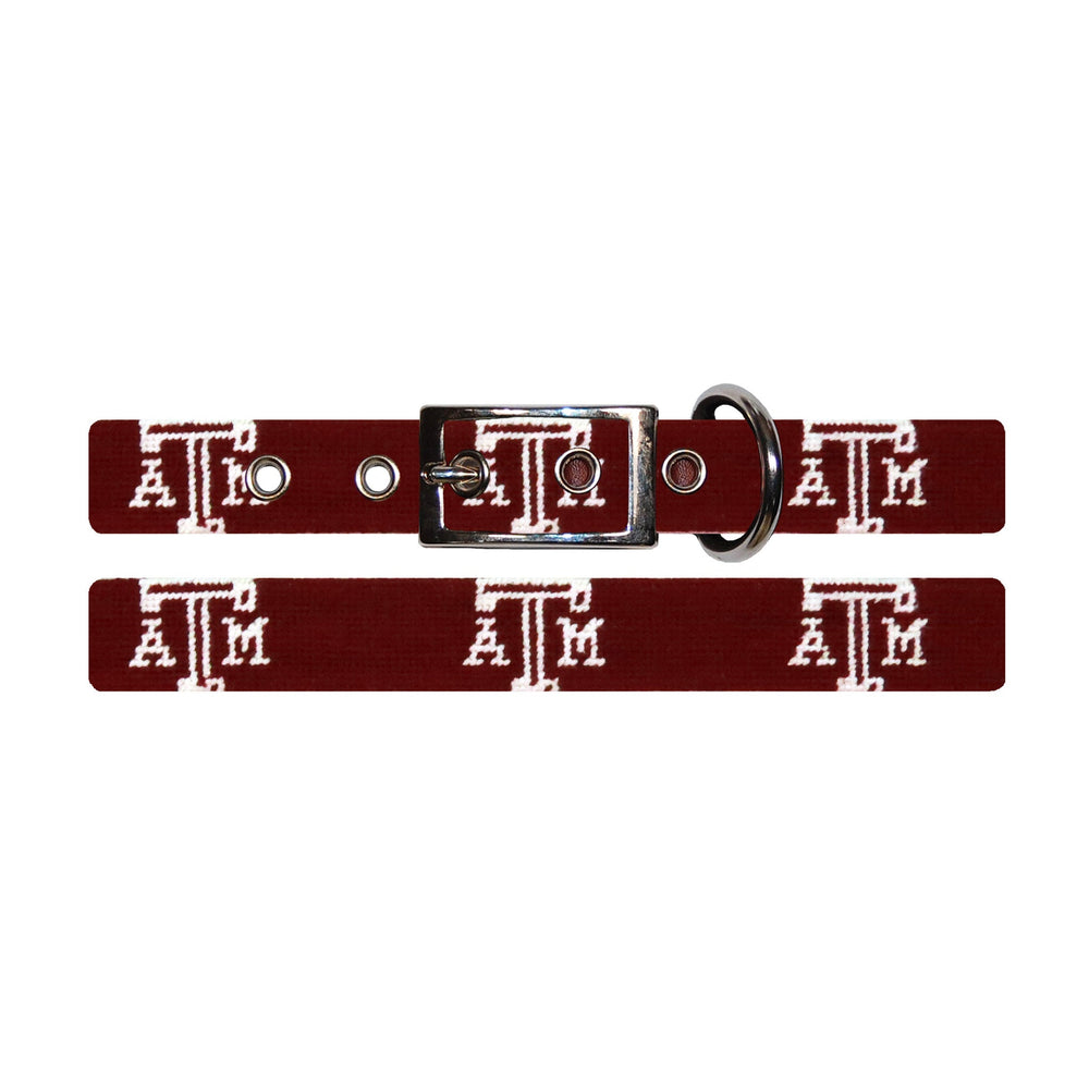 Smathers and Branson Texas A&M Needlepoint Dog Collar Laid Out 