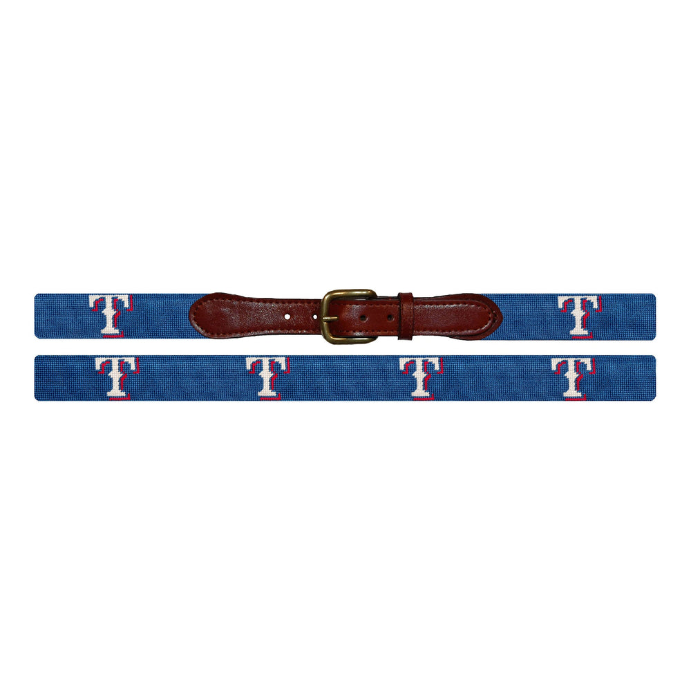 Smathers and Branson Texas Rangers Needlepoint Belt Laid Out 