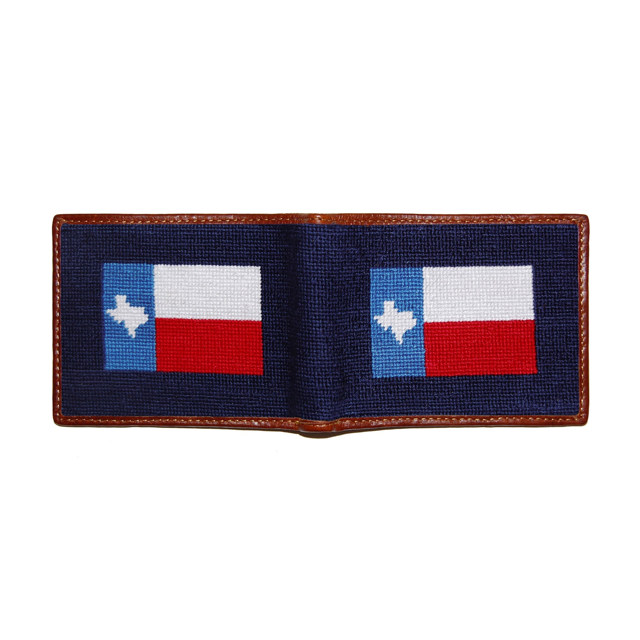 Smathers and Branson Texas Flag Dark Navy Needlepoint Bi-Fold Wallet  