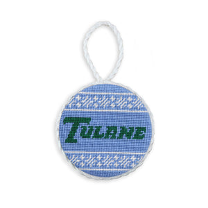 Smathers and Branson Tulane Text Fairisle Ornament Baby Blue