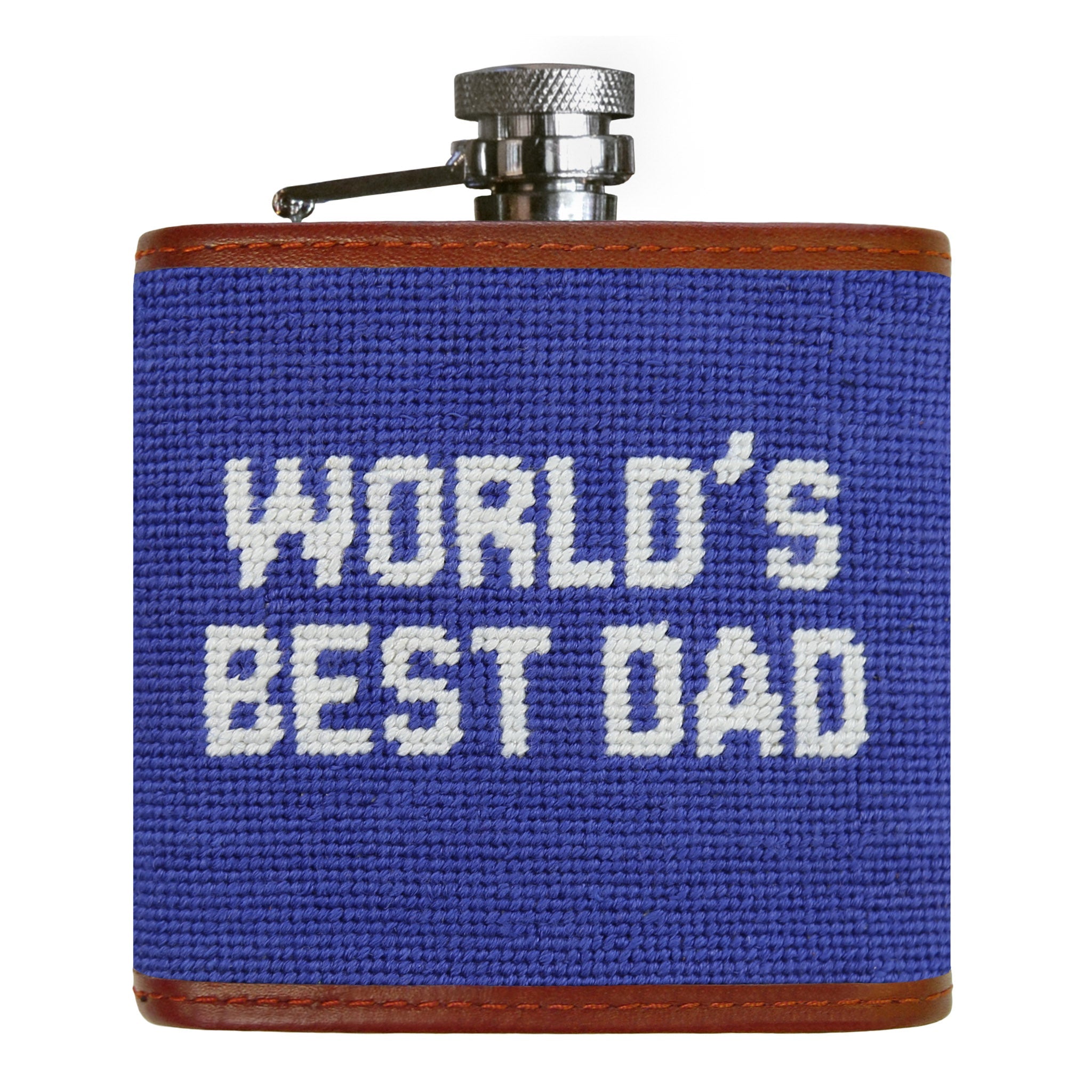 Smathers and Branson Worlds Best Dad Royal Needlepoint Flask Front 