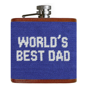 Smathers and Branson Worlds Best Dad Royal Needlepoint Flask Front 