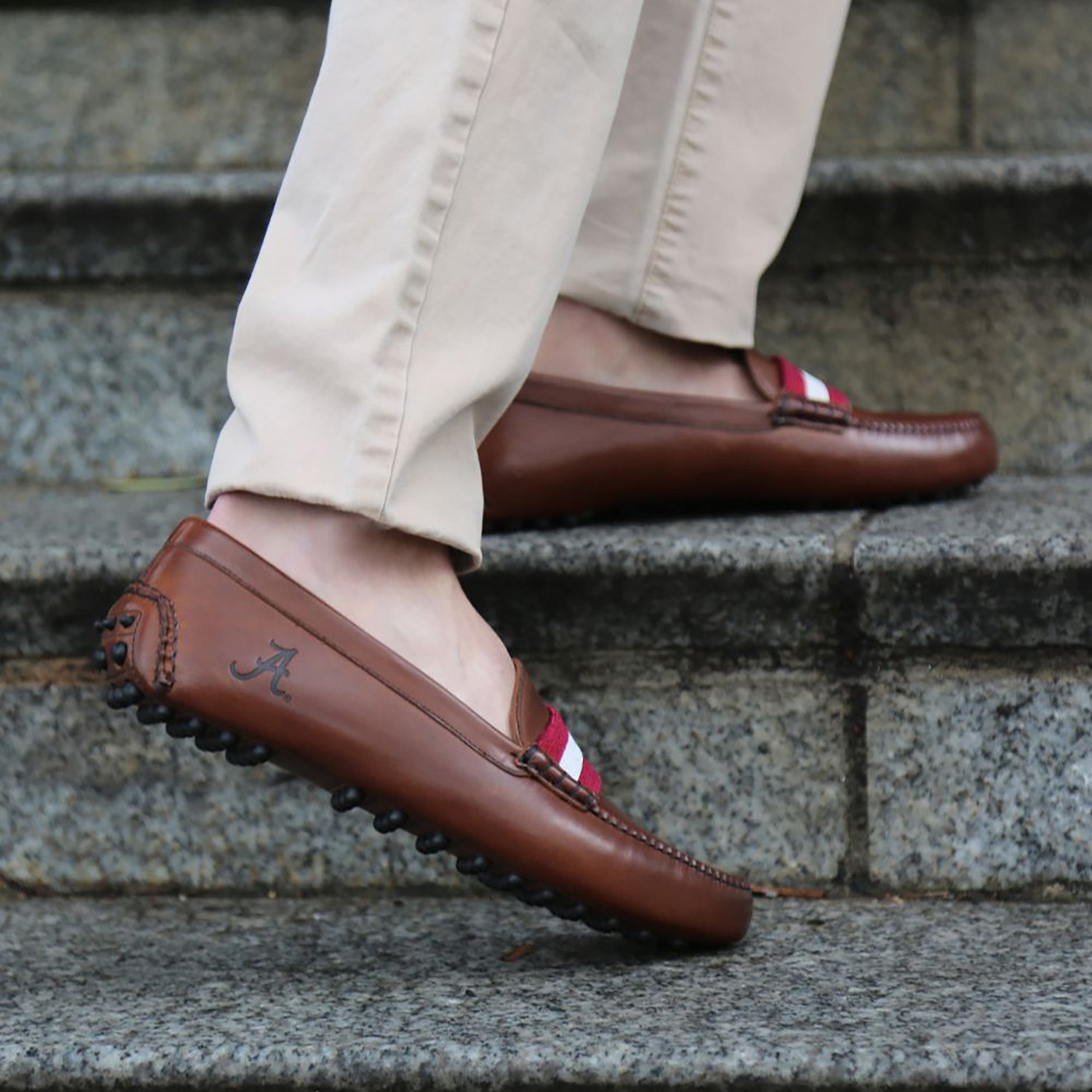 Alabama Surcingle Driving Shoes (Garnet-White) (Chestnut Leather-Logo)