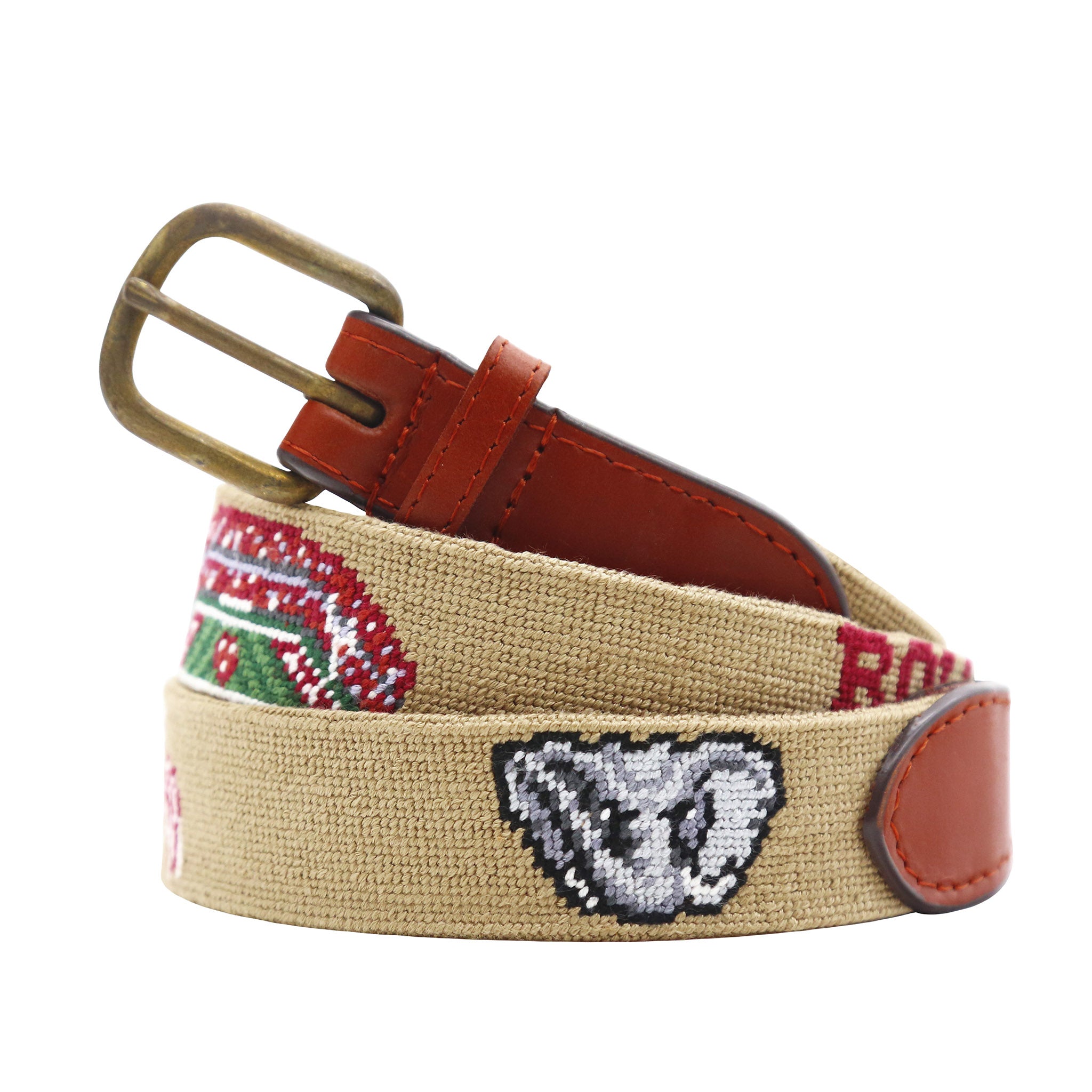 Alabama Needlepoint Life Belt (Dark Khaki) Dark Khaki / Size 44 at Smathers and Branson Alabama Needlepoint Life Belt (Dark Khaki) Dark Khaki / Size 44 at Smathers and Branson