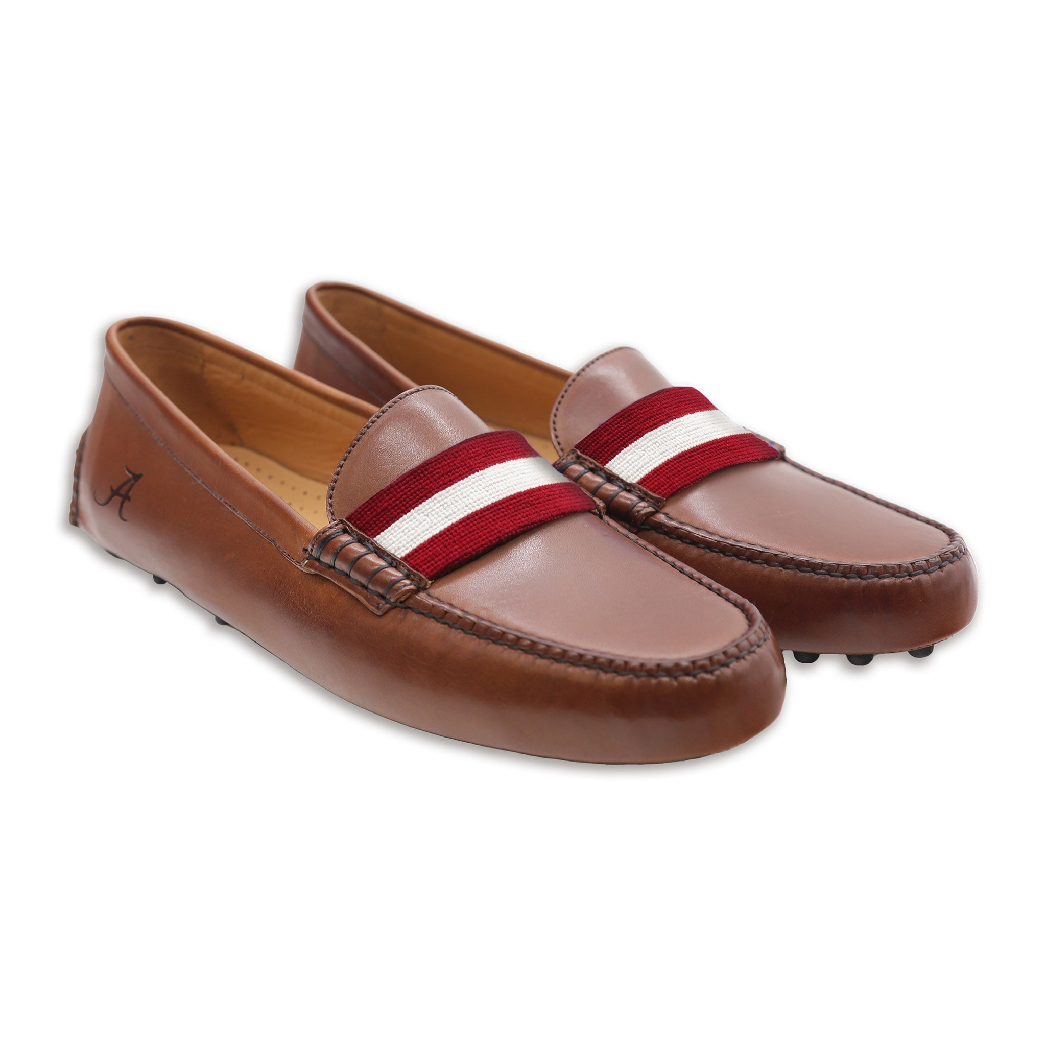 Alabama Surcingle Driving Shoes (Garnet-White) (Chestnut Leather-Logo)