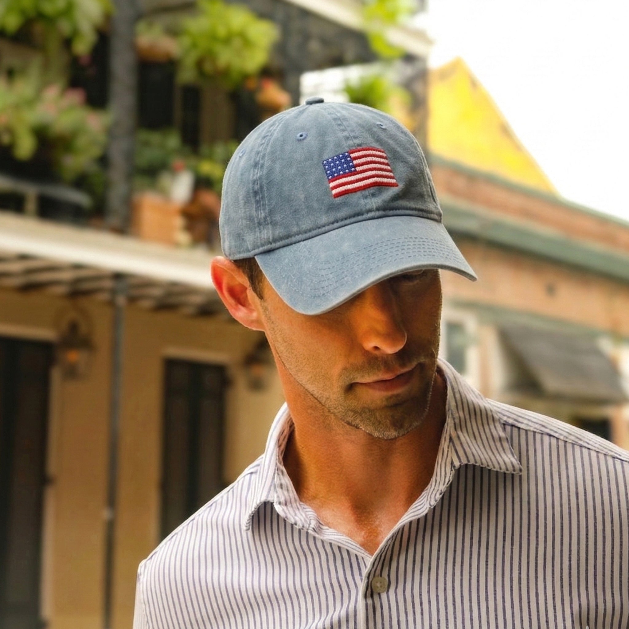 American Flag Hat (Steel Blue)