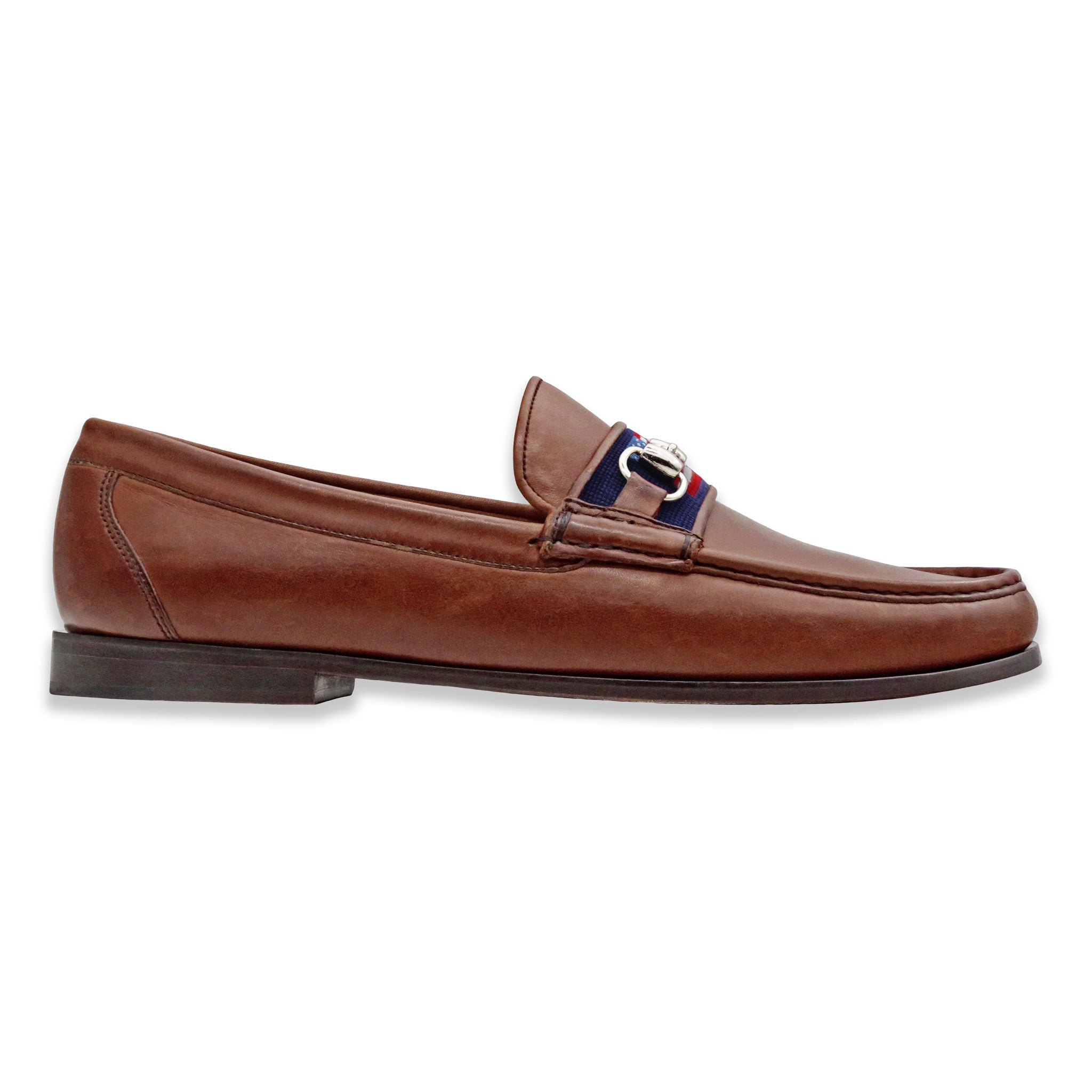 American Flag Downing Bit Loafers (Dark Navy) (Chestnut Leather)