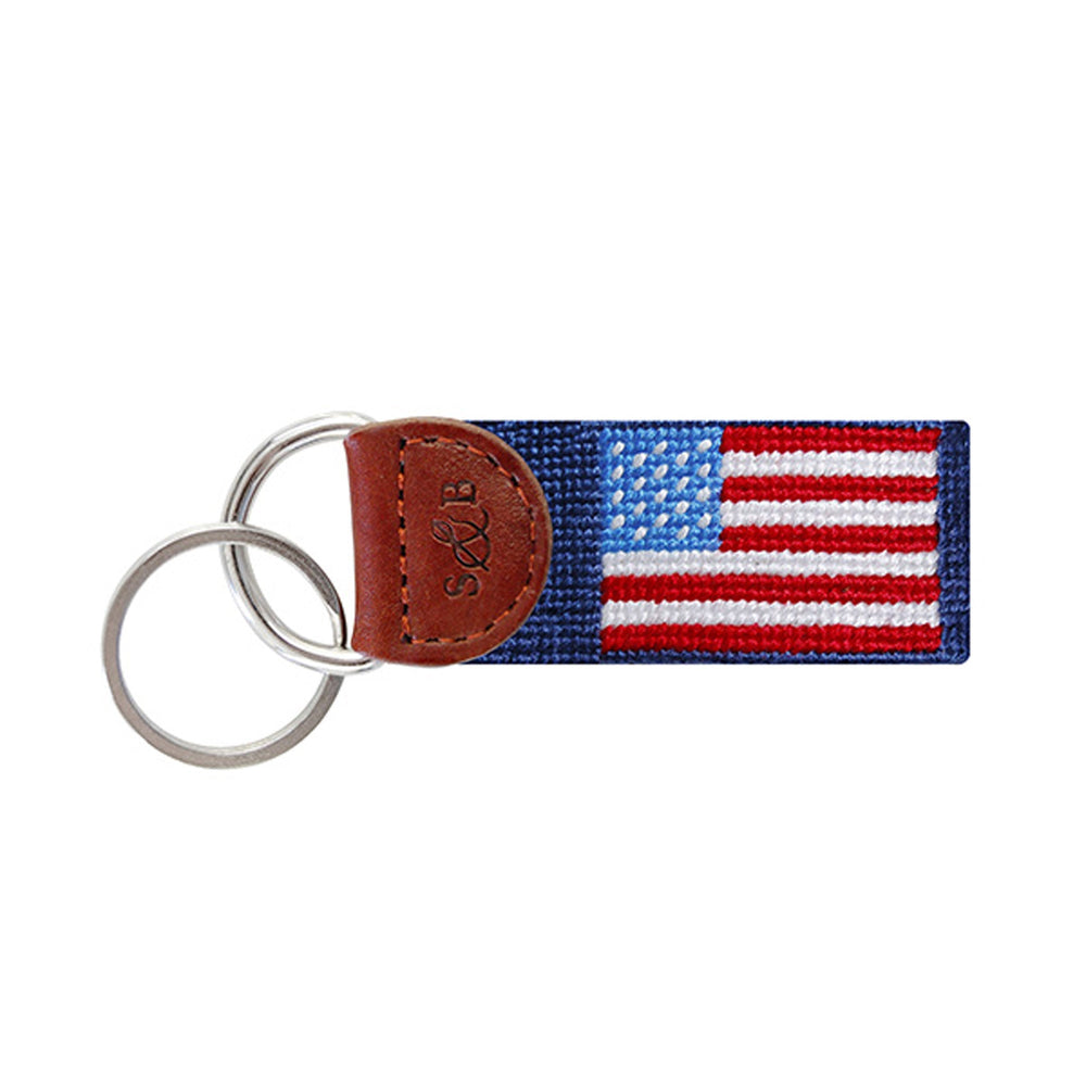 Monogrammed American Flag Key Fob (Classic Navy)