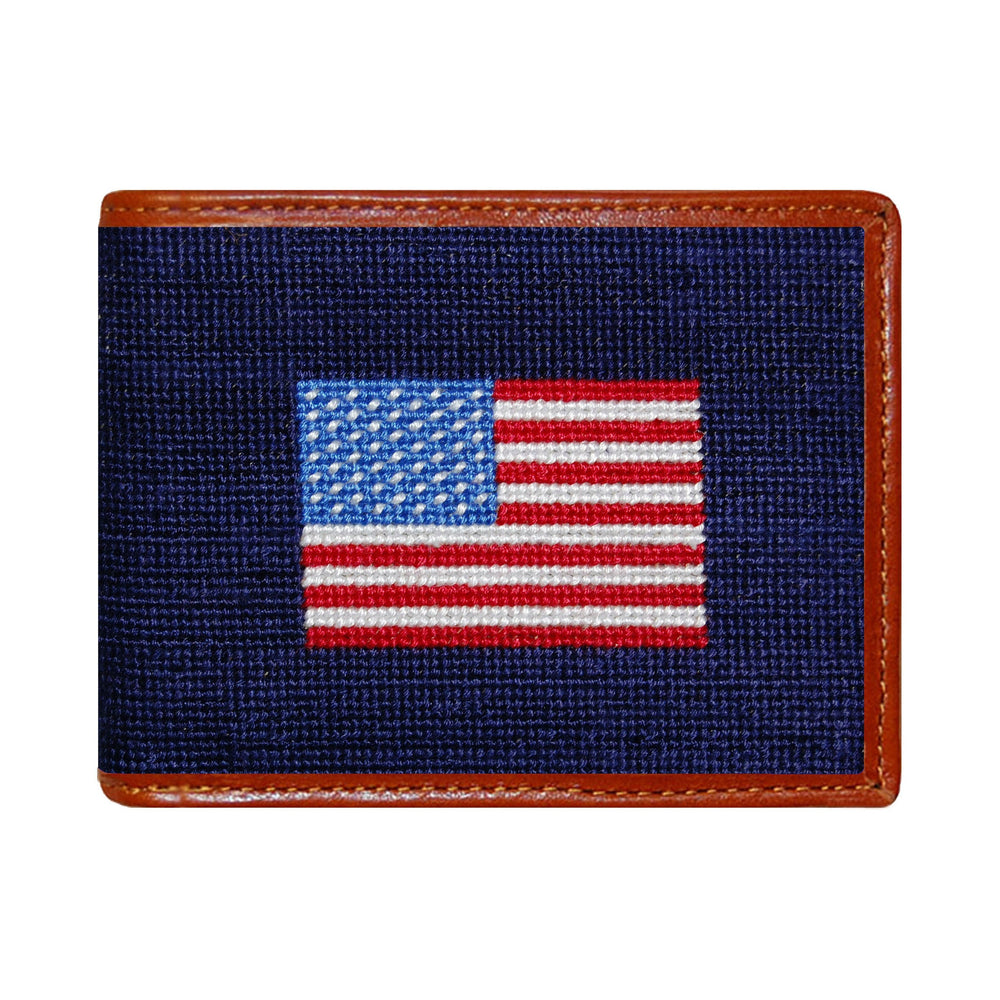 Monogrammed American Flag Wallet (Dark Navy)
