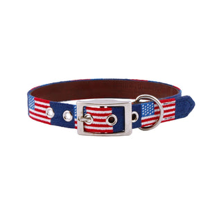 Smathers and Branson American Flag Needlepoint Dog Collar Looped 