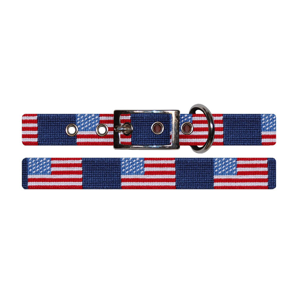 Monogrammed American Flag Dog Collar (Classic Navy)