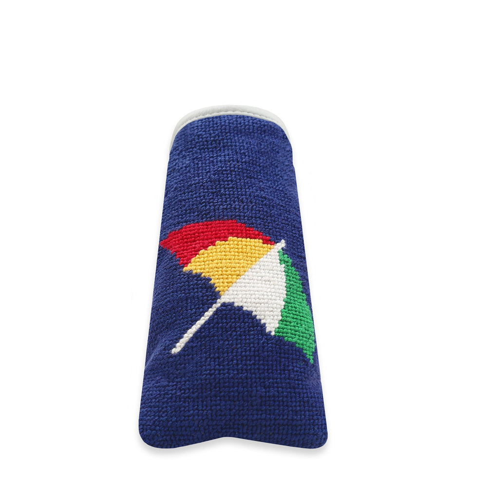 Arnold Palmer Umbrella Putter Headcover (Classic Navy - Triple Diagonal Stripe) (White Leather)