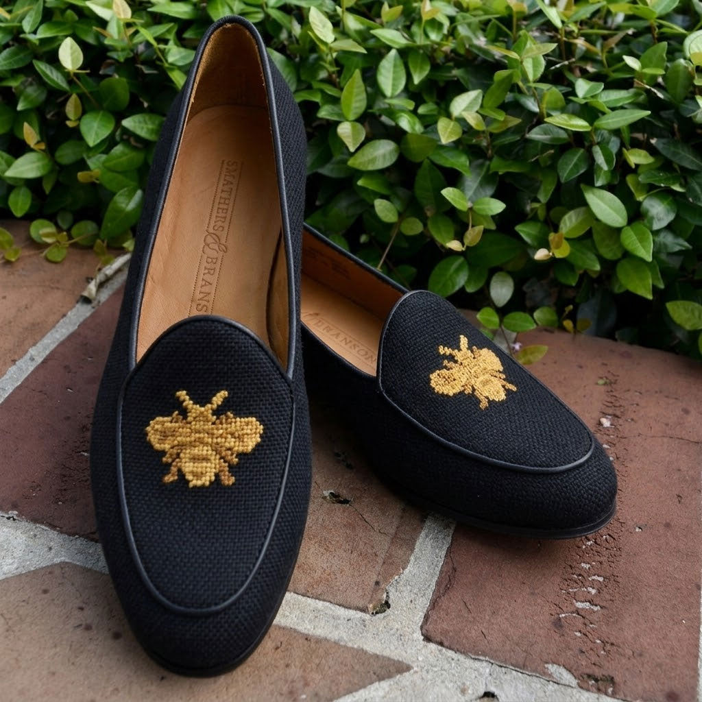 Golden Bee Women's Linen Belgian Loafers (Black Linen) Black / Size 9 at Smathers and Branson