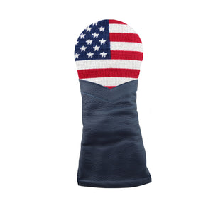 Big American Flag Fairway Headcover (Indigo Leather)