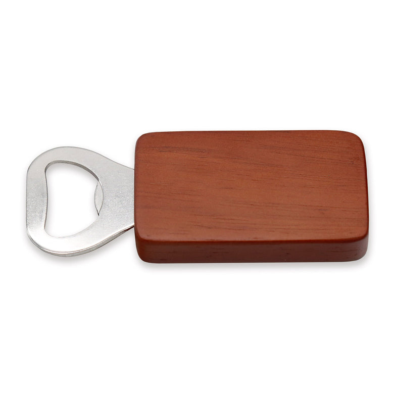 Back view of bottle opener showing full wooden back
