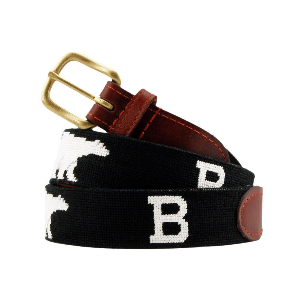 Monogrammed Bowdoin B-Polar Bear Belt (Black)