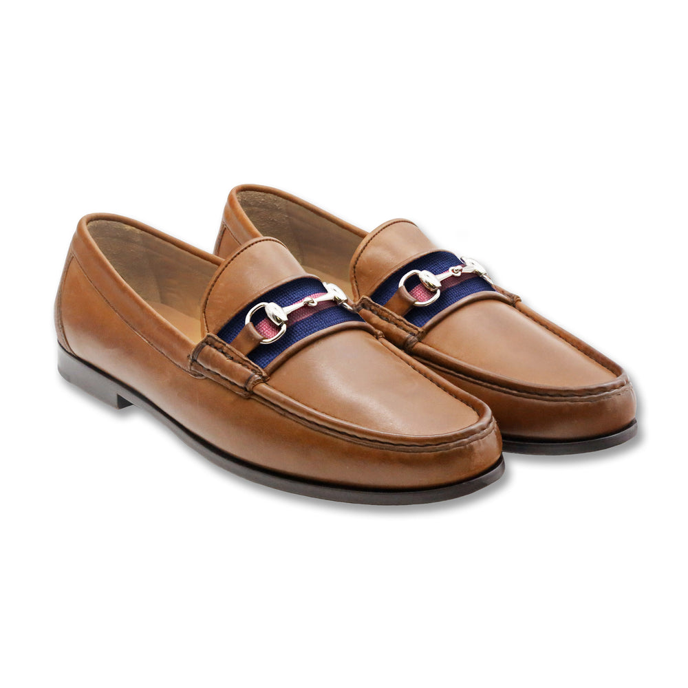 Surcingle Downing Bit Loafers (Classic Navy-Pink) (Saddle Leather)